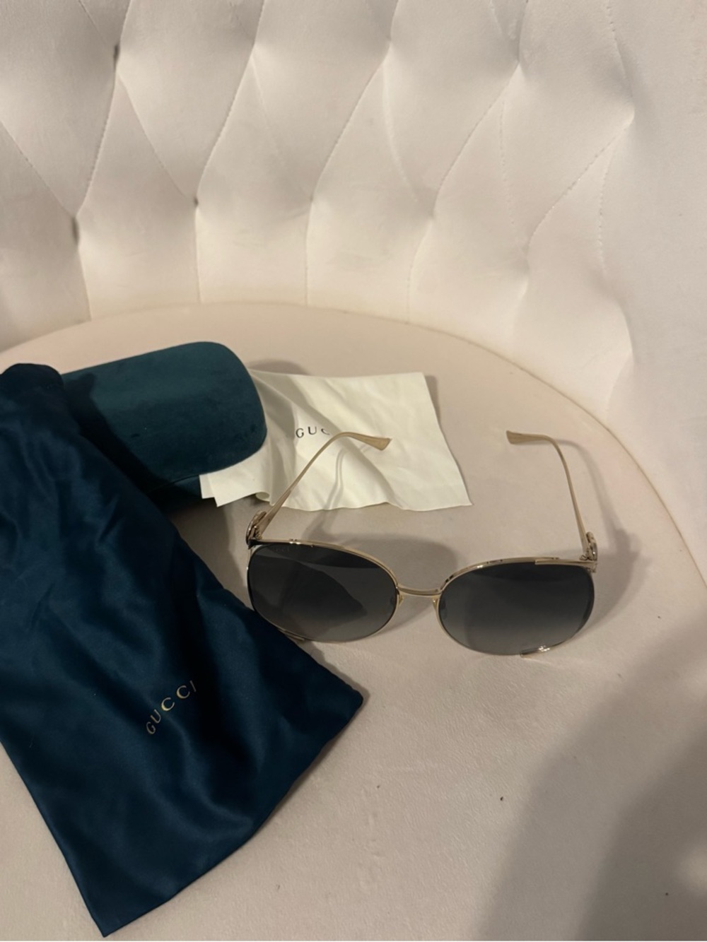 Gucci Women's Gold Frame Sunglasses with Brown Gradient Lenses - Picture 3 of 3